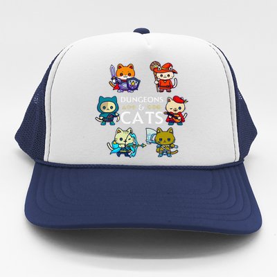 Rpg Gamer And Cats D20 Dice Nerdy Cute Cat Trucker Hat