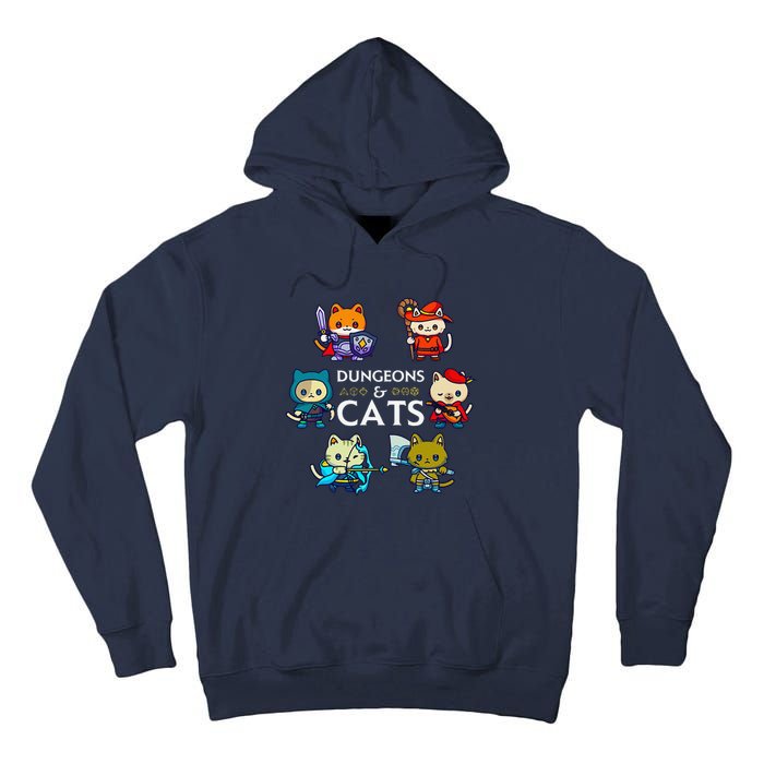 Rpg Gamer And Cats D20 Dice Nerdy Cute Cat Tall Hoodie