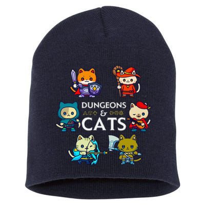 Rpg Gamer And Cats D20 Dice Nerdy Cute Cat Short Acrylic Beanie