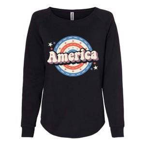 Retro Groovy America American Flag 4th Of July Gift Womens California Wash Sweatshirt