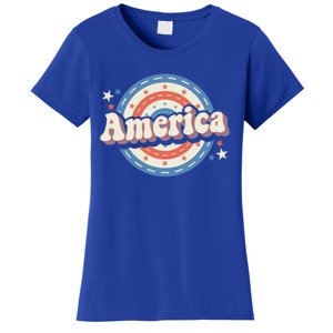 Retro Groovy America American Flag 4th Of July Gift Women's T-Shirt