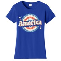 Retro Groovy America American Flag 4th Of July Gift Women's T-Shirt