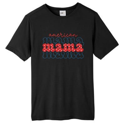 Retro Groovy America Mama 4th Of July Usa Flag Patriotic Great Gift Tall Fusion ChromaSoft Performance T-Shirt