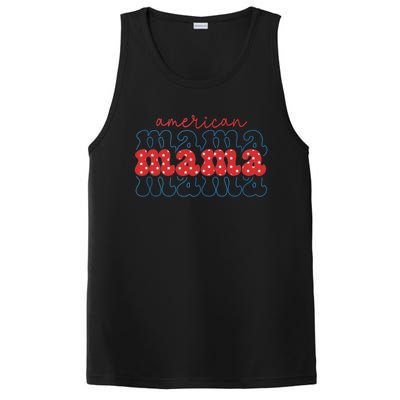 Retro Groovy America Mama 4th Of July Usa Flag Patriotic Great Gift PosiCharge Competitor Tank