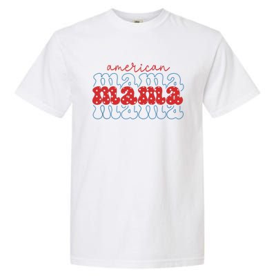 Retro Groovy America Mama 4th Of July Usa Flag Patriotic Great Gift Garment-Dyed Heavyweight T-Shirt