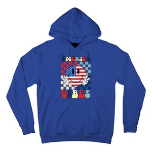 Retro Groovy America Vibes Usa Flag Indepedence Day July 4th Funny Gift Hoodie