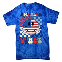 Retro Groovy America Vibes Usa Flag Indepedence Day July 4th Funny Gift Tie-Dye T-Shirt