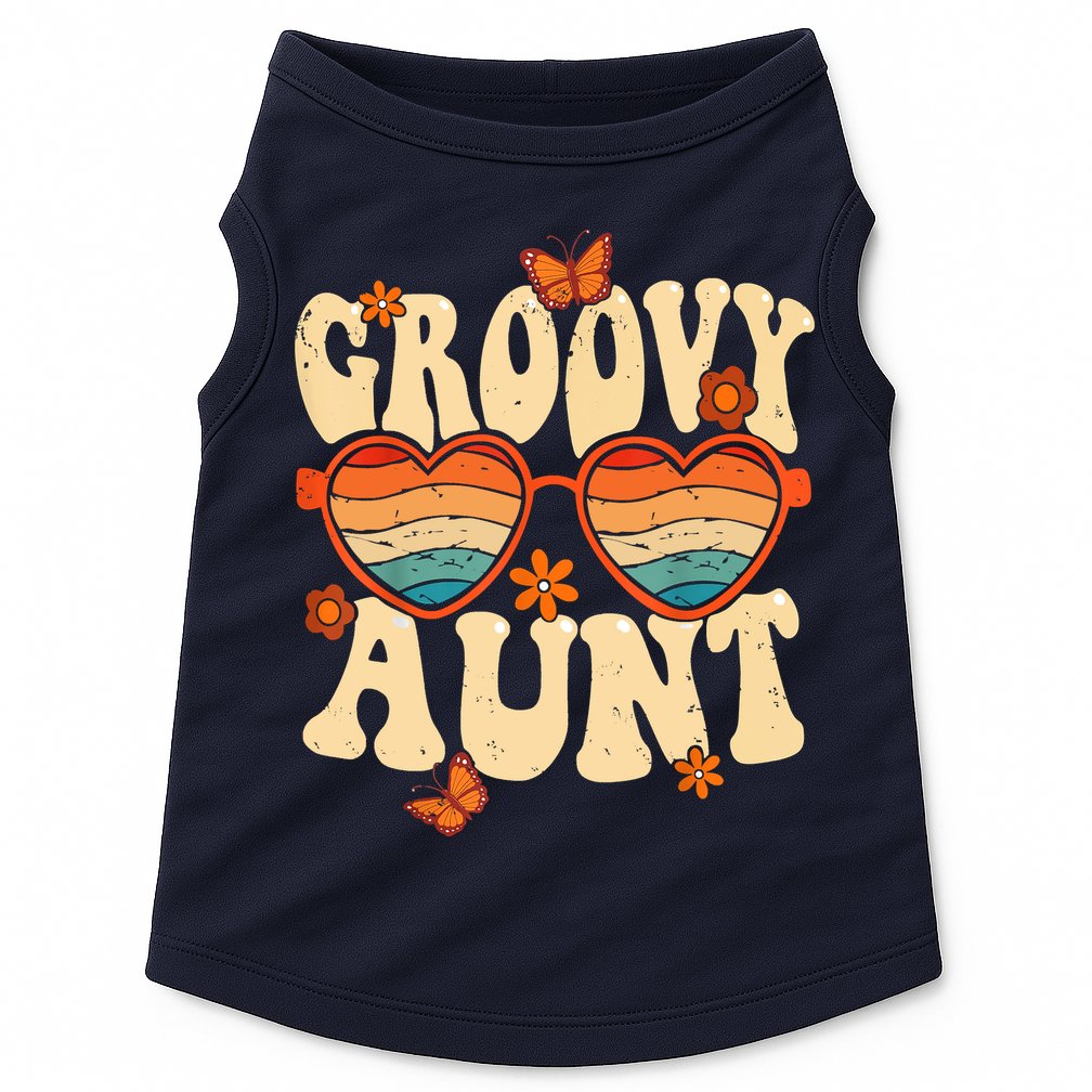 Retro Groovy Aunt 70s Aesthetic 1970's Mother's Day Doggie Tank