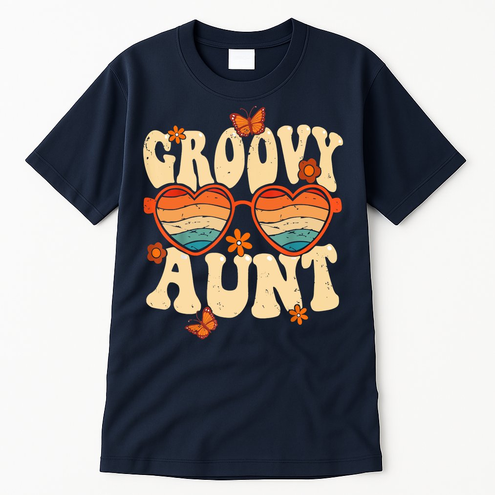 Retro Groovy Aunt 70s Aesthetic 1970's Mother's Day Tall T-Shirt