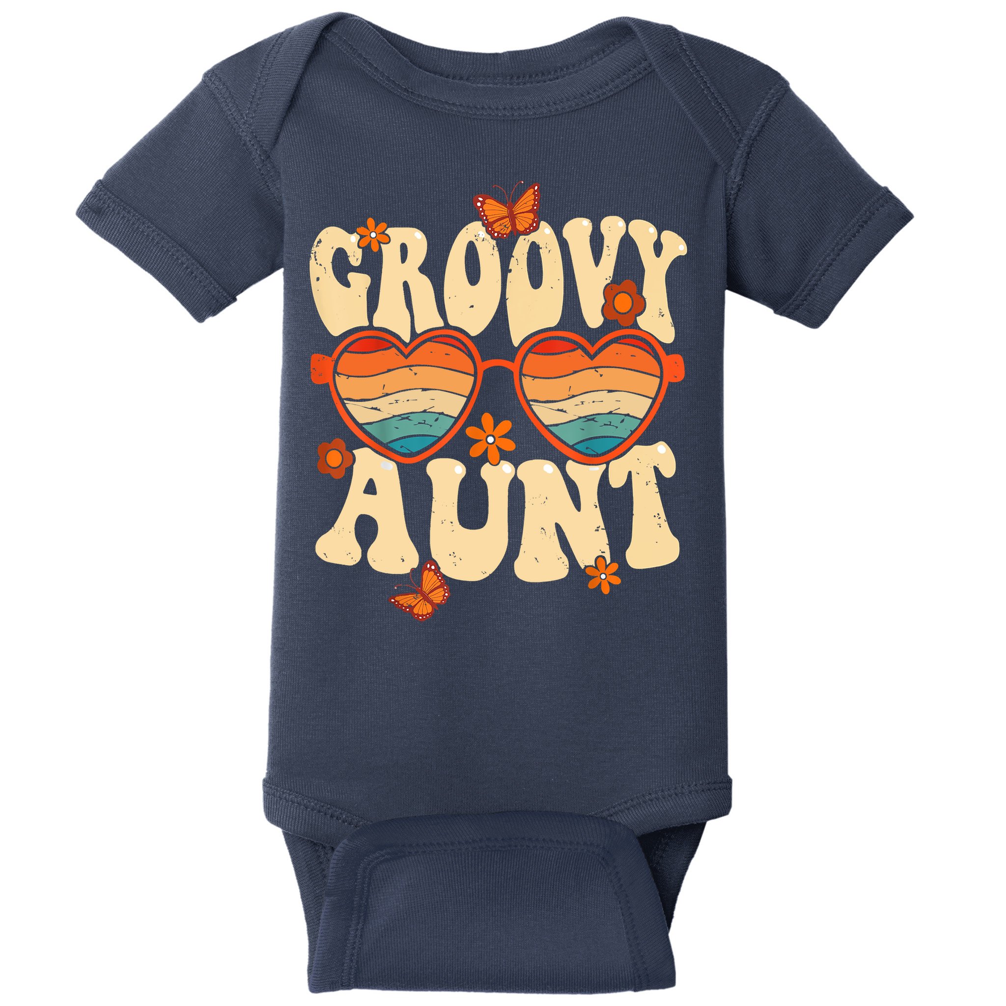 Retro Groovy Aunt 70s Aesthetic 1970's Mother's Day Baby Bodysuit