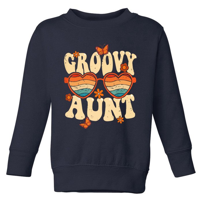 Retro Groovy Aunt 70s Aesthetic 1970's Mother's Day Toddler Sweatshirt