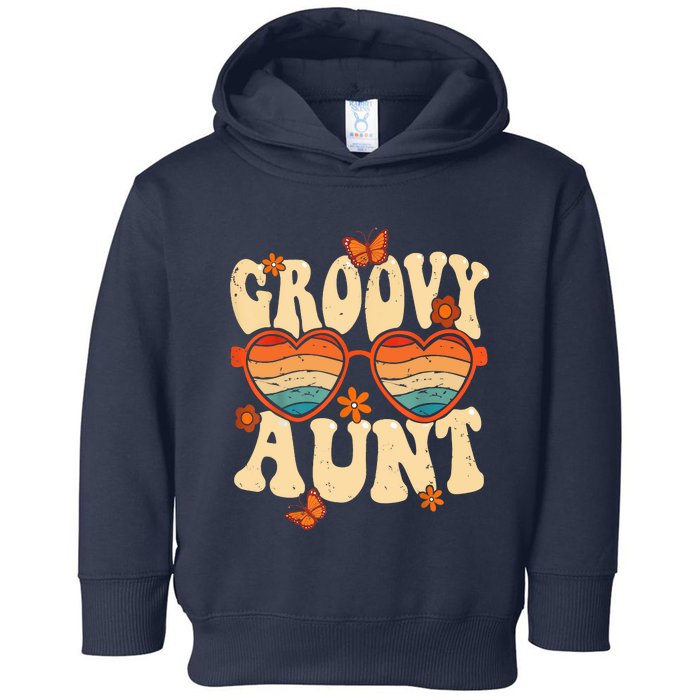 Retro Groovy Aunt 70s Aesthetic 1970's Mother's Day Toddler Hoodie