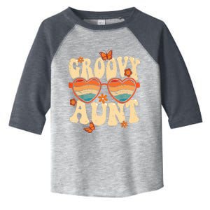 Retro Groovy Aunt 70s Aesthetic 1970's Mother's Day Toddler Fine Jersey T-Shirt