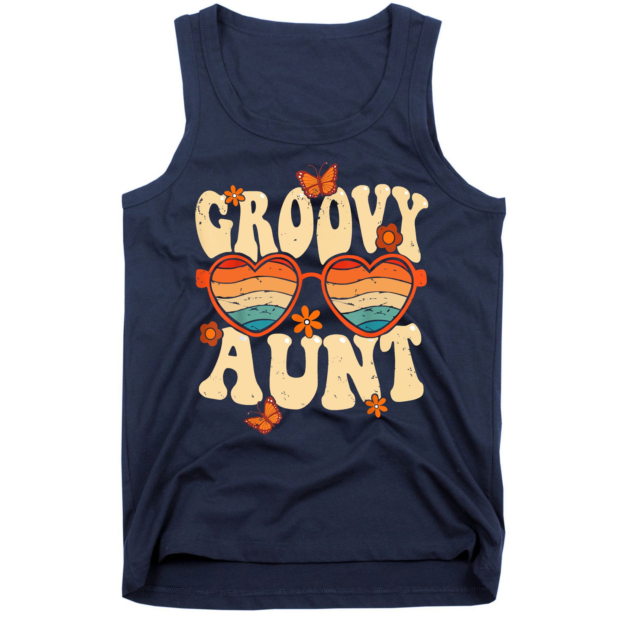 Retro Groovy Aunt 70s Aesthetic 1970's Mother's Day Tank Top