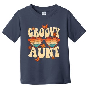 Retro Groovy Aunt 70s Aesthetic 1970's Mother's Day Toddler T-Shirt