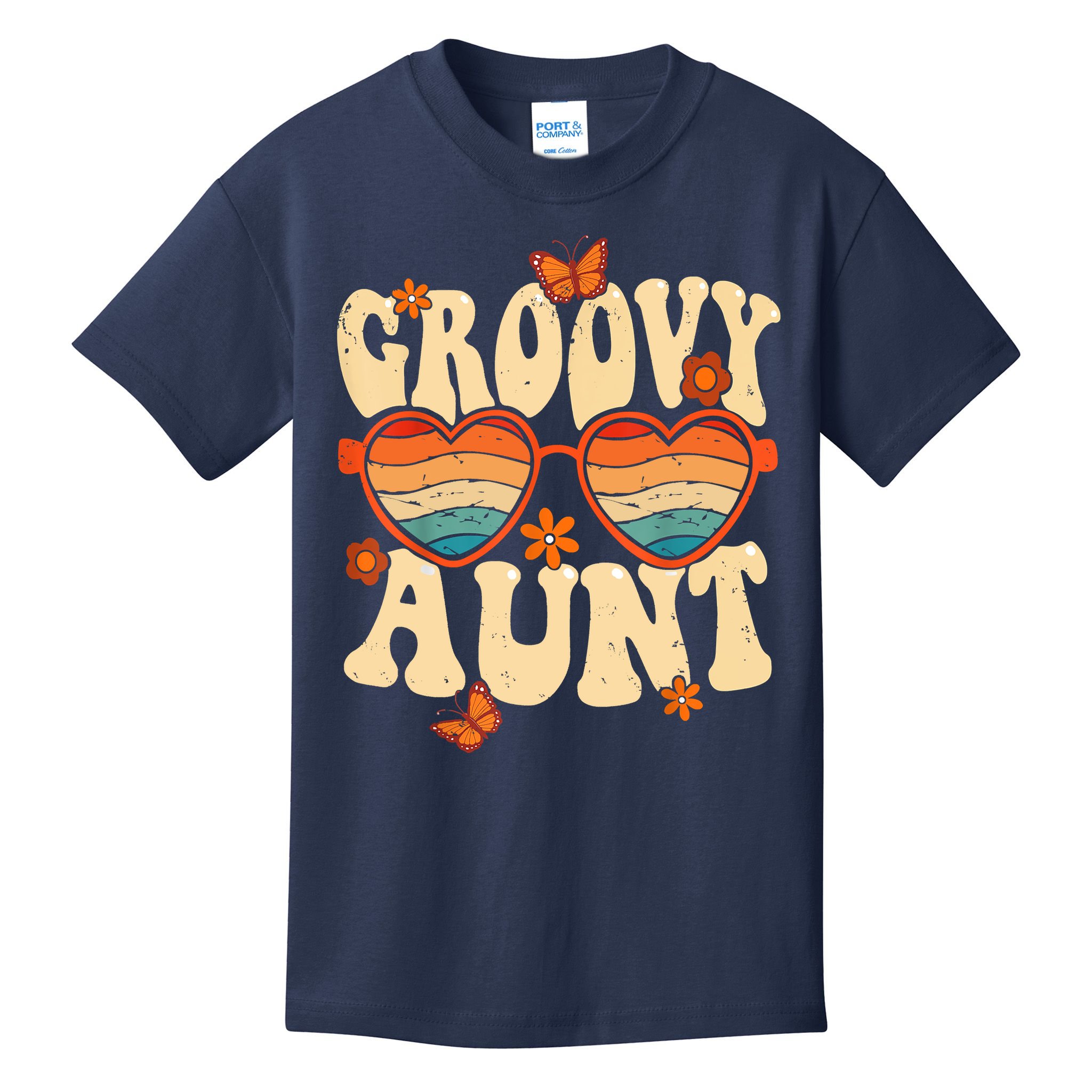 Retro Groovy Aunt 70s Aesthetic 1970's Mother's Day Kids T-Shirt