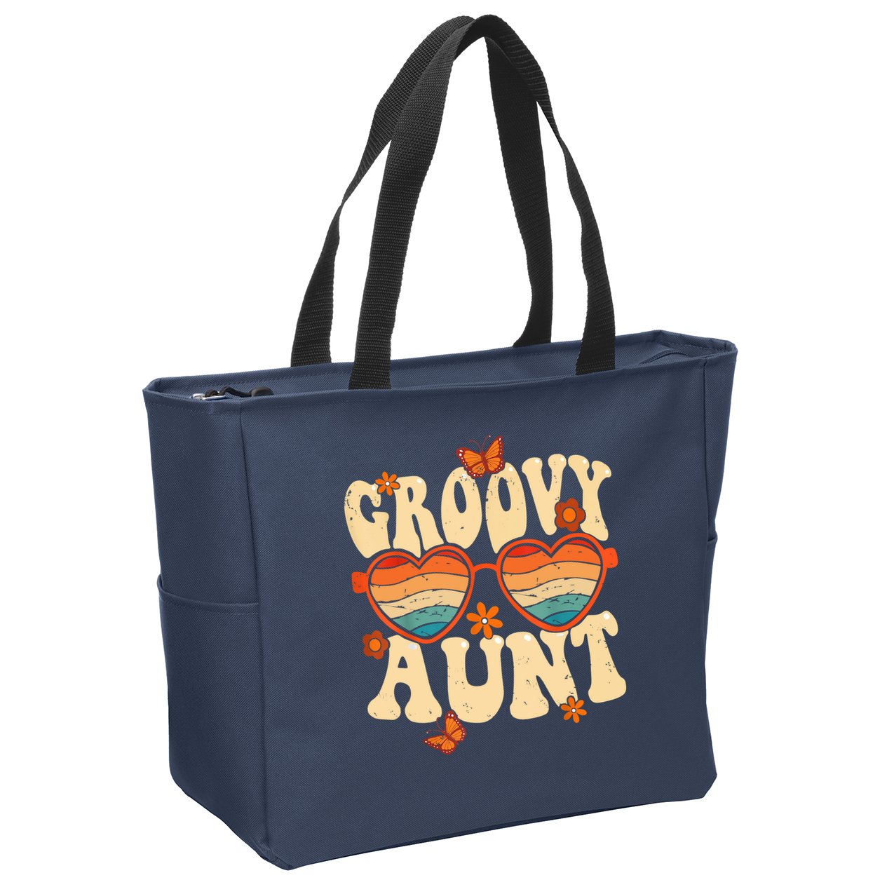 Retro Groovy Aunt 70s Aesthetic 1970's Mother's Day Zip Tote Bag