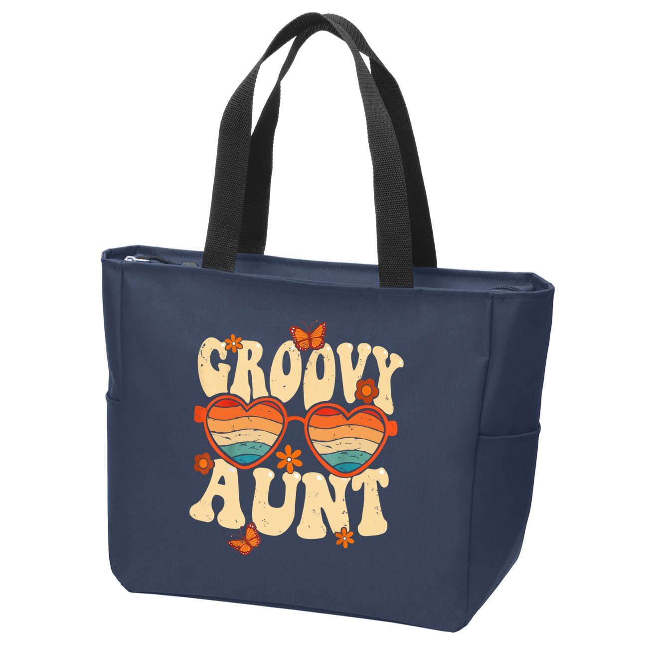 Retro Groovy Aunt 70s Aesthetic 1970's Mother's Day Zip Tote Bag