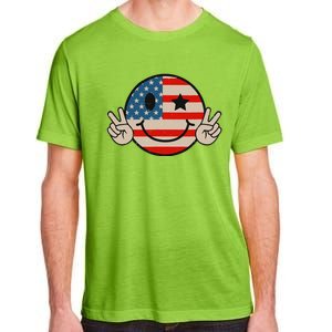 Retro Groovy America Vibes Us American Flag 4th Of July Adult ChromaSoft Performance T-Shirt