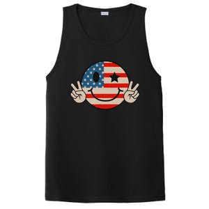 Retro Groovy America Vibes Us American Flag 4th Of July PosiCharge Competitor Tank