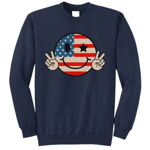 Retro Groovy America Vibes Us American Flag 4th Of July Sweatshirt