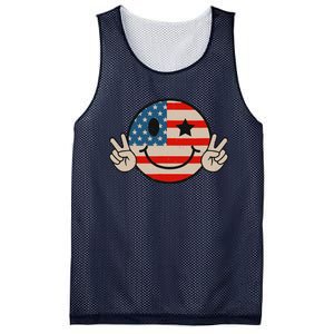 Retro Groovy America Vibes Us American Flag 4th Of July Mesh Reversible Basketball Jersey Tank