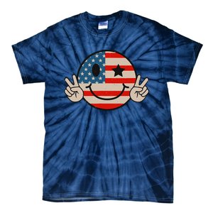 Retro Groovy America Vibes Us American Flag 4th Of July Tie-Dye T-Shirt