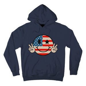 Retro Groovy America Vibes Us American Flag 4th Of July Tall Hoodie