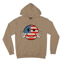 Retro Groovy America Vibes Us American Flag 4th Of July Hoodie