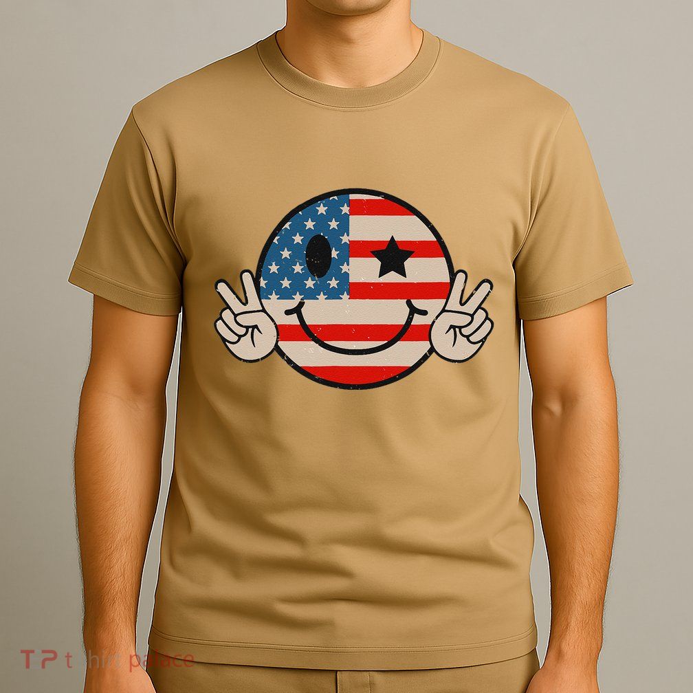 Retro Groovy America Vibes Us American Flag 4th Of July T-Shirt