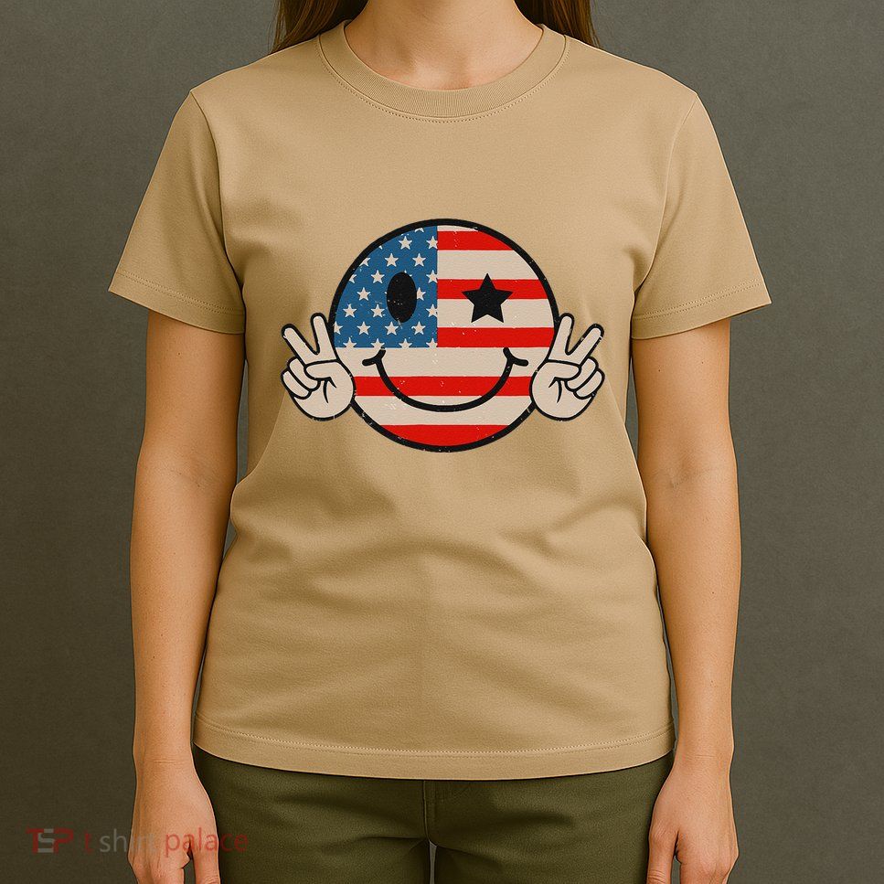 Retro Groovy America Vibes Us American Flag 4th Of July T-Shirt