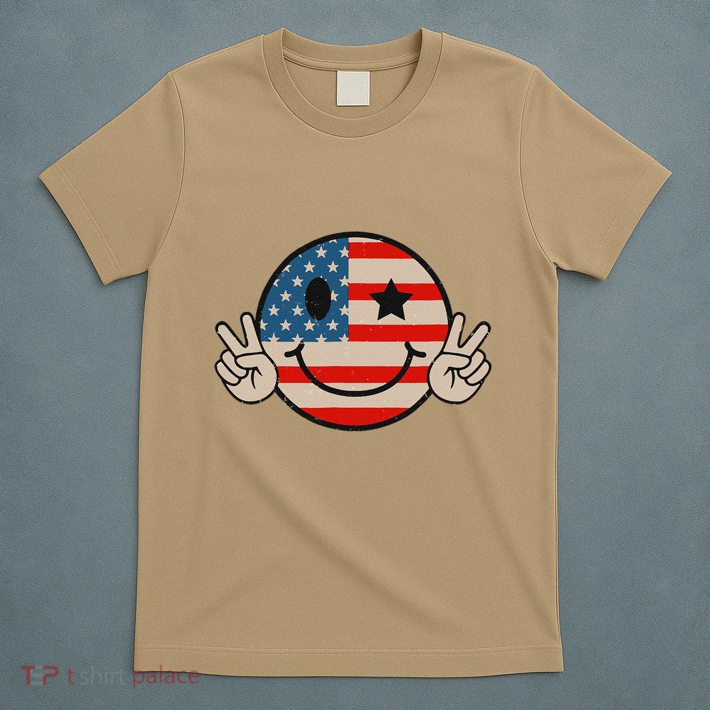 Retro Groovy America Vibes Us American Flag 4th Of July T-Shirt