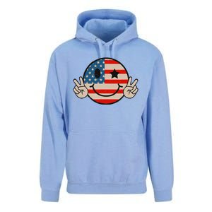 Retro Groovy America Vibes Us American Flag 4th Of July Unisex Surf Hoodie