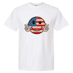 Retro Groovy America Vibes Us American Flag 4th Of July Garment-Dyed Heavyweight T-Shirt