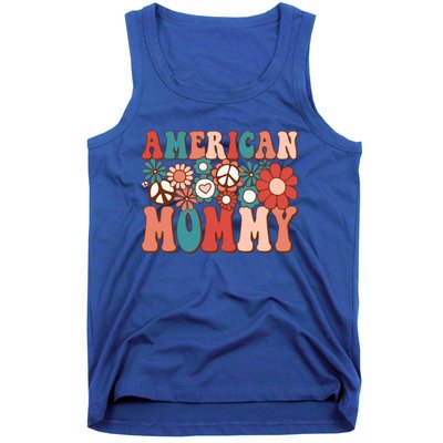 Retro Groovy American Mommy Matching Family 4th Of July Cute Gift Tank Top