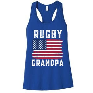 Rugby Grandpa American Flag July 4th Gift Women's Racerback Tank