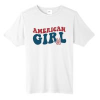 Retro Groovy All American Girl Fourth 4th Of July Patriotic Tall Fusion ChromaSoft Performance T-Shirt