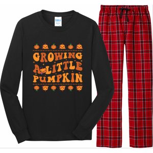 Retro Growing A Little Pumpkin Cute New Mom Fall Pregnancy Gift Long Sleeve Pajama Set