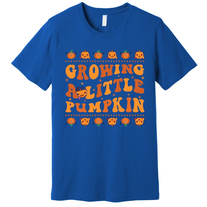 Retro Growing A Little Pumpkin Cute New Mom Fall Pregnancy Gift Premium T-Shirt