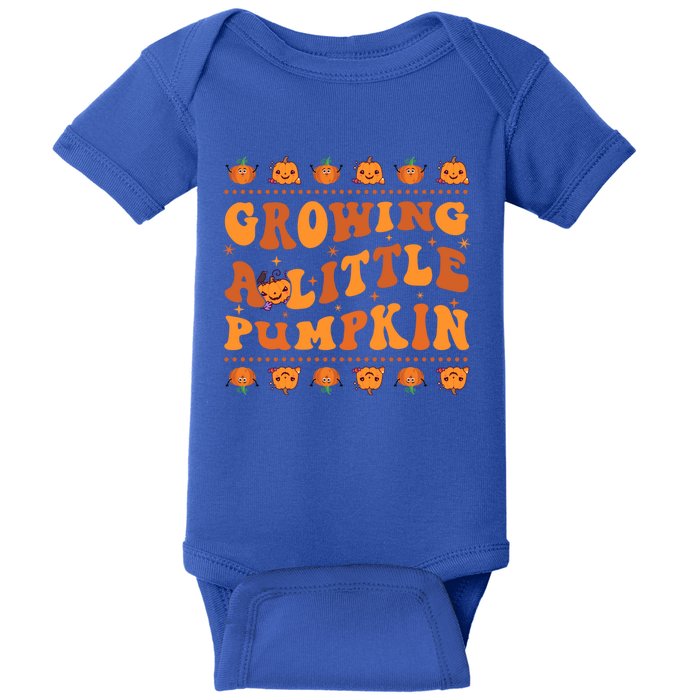 Retro Growing A Little Pumpkin Cute New Mom Fall Pregnancy Gift Baby Bodysuit