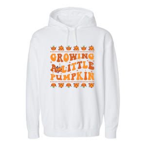 Retro Growing A Little Pumpkin Cute New Mom Fall Pregnancy Gift Garment-Dyed Fleece Hoodie