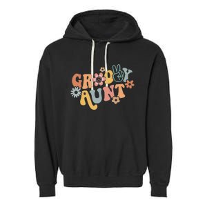 Retro Groovy Aunt Matching Family 1st Birthday Party Garment-Dyed Fleece Hoodie