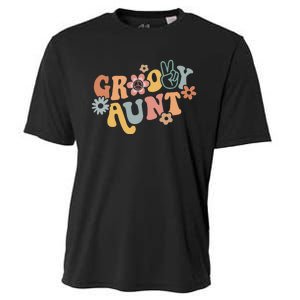 Retro Groovy Aunt Matching Family 1st Birthday Party Cooling Performance Crew T-Shirt