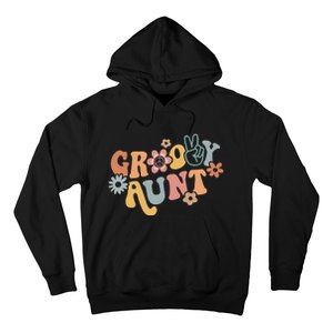 Retro Groovy Aunt Matching Family 1st Birthday Party Hoodie