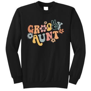 Retro Groovy Aunt Matching Family 1st Birthday Party Sweatshirt