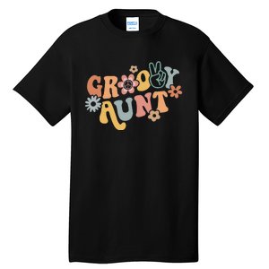 Retro Groovy Aunt Matching Family 1st Birthday Party Tall T-Shirt