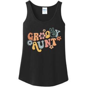 Retro Groovy Aunt Matching Family 1st Birthday Party Ladies Essential Tank