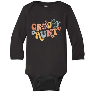 Retro Groovy Aunt Matching Family 1st Birthday Party Baby Long Sleeve Bodysuit