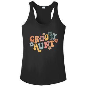 Retro Groovy Aunt Matching Family 1st Birthday Party Ladies PosiCharge Competitor Racerback Tank