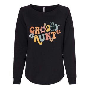 Retro Groovy Aunt Matching Family 1st Birthday Party Womens California Wash Sweatshirt